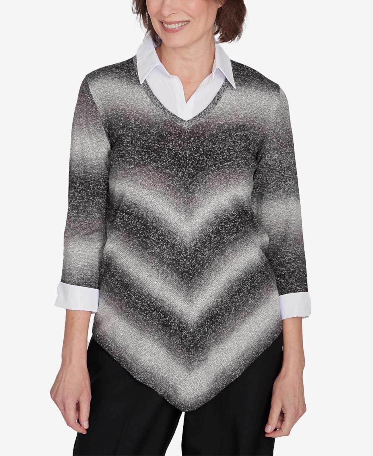 Женский Кардиган Alfred Dunner Petite Classics Chevron Ombre Woven Sweater Alfred Dunner