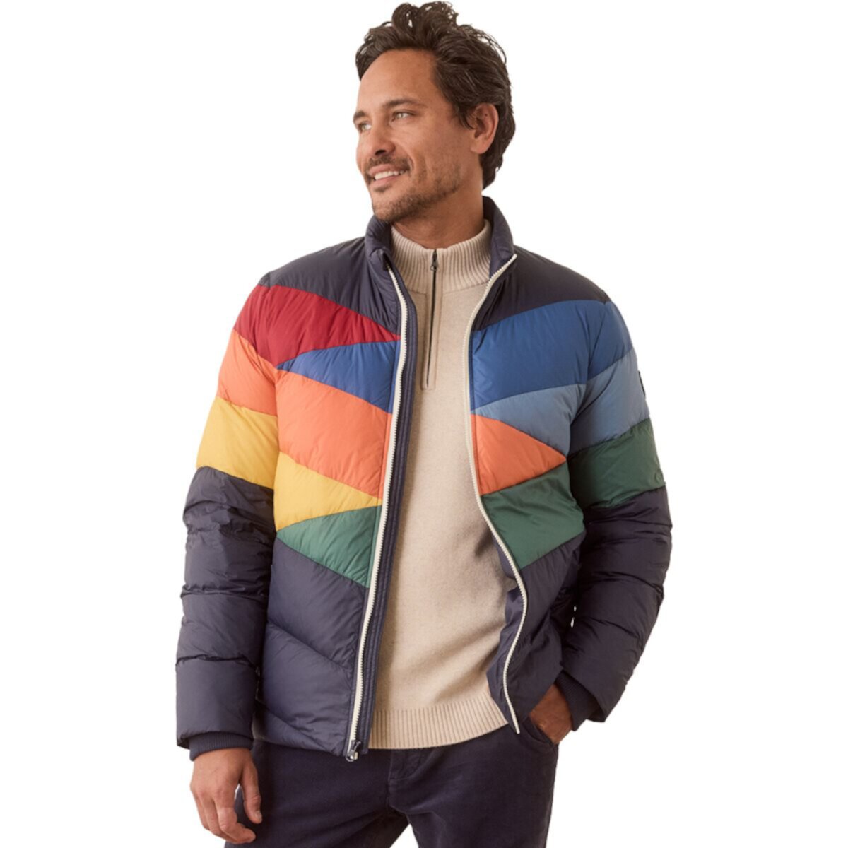 Мужской Пуховик Marine Layer Archive Colorblock Puffer Mock Marine Layer