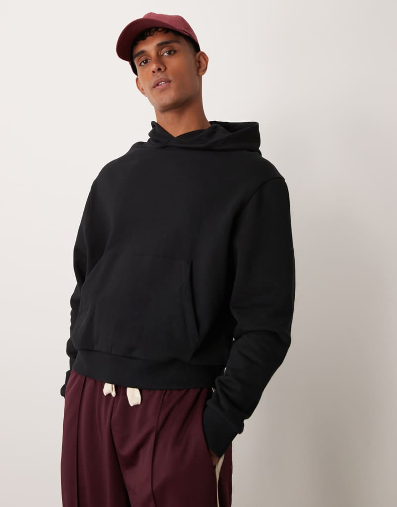 Мужское Худи ASOS DESIGN Essential Boxy Oversized в черном цвете ASOS DESIGN