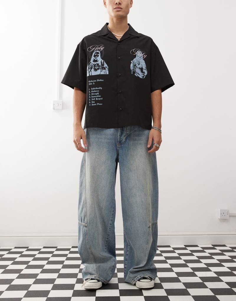 COLLUSION X002 baggy jeans with seamed details in lightwash blue Collusion