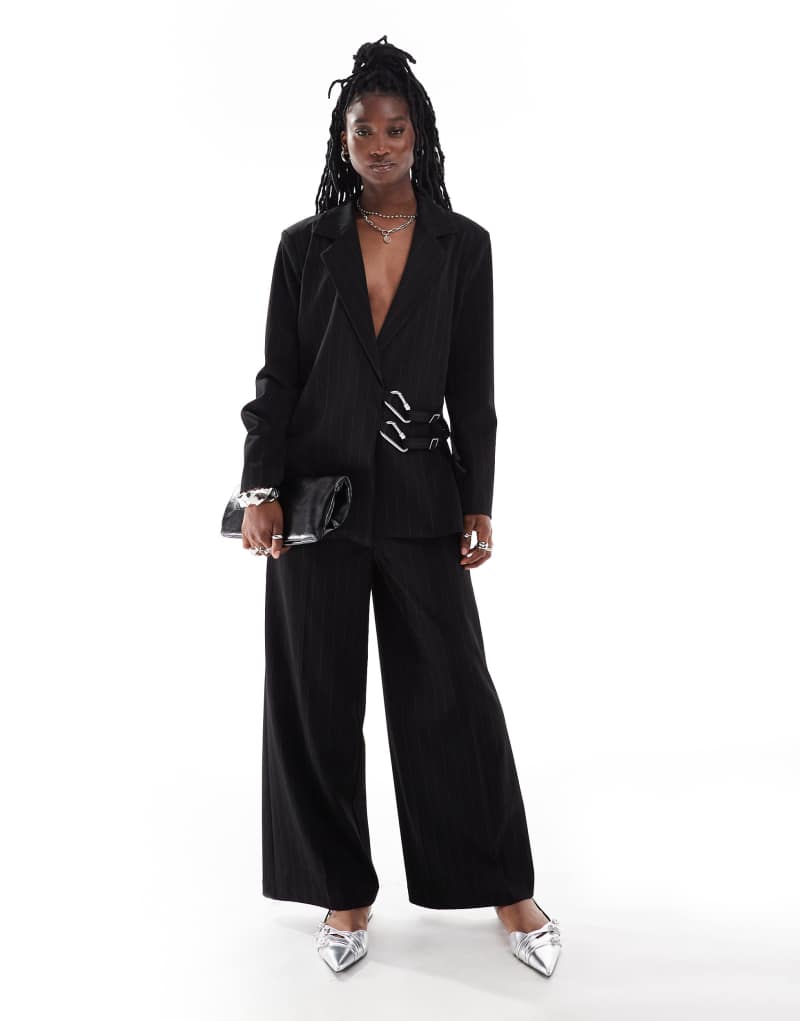 COLLUSION wide leg pants in black pinstripe - part of a set Collusion