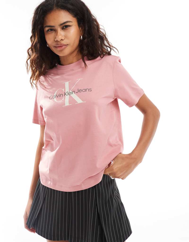 Calvin Klein Jeans monogram tee in pink Calvin Klein