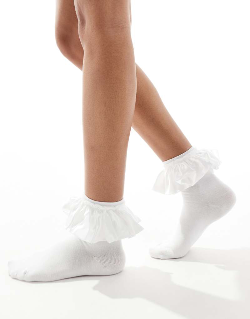 Glamorous frill detail socks in cream  GLAMOROUS