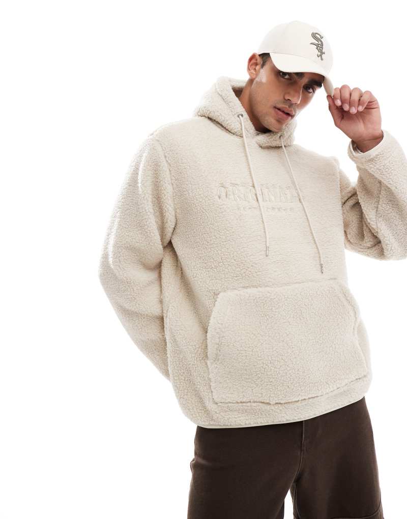 Мужское Худи Jack & Jones Oversized с вышитым логотипом в бежевом цвете Jack & Jones