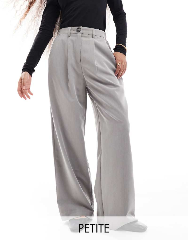 Miss Selfridge Petite tailored wide leg pants in gray Miss Selfridge