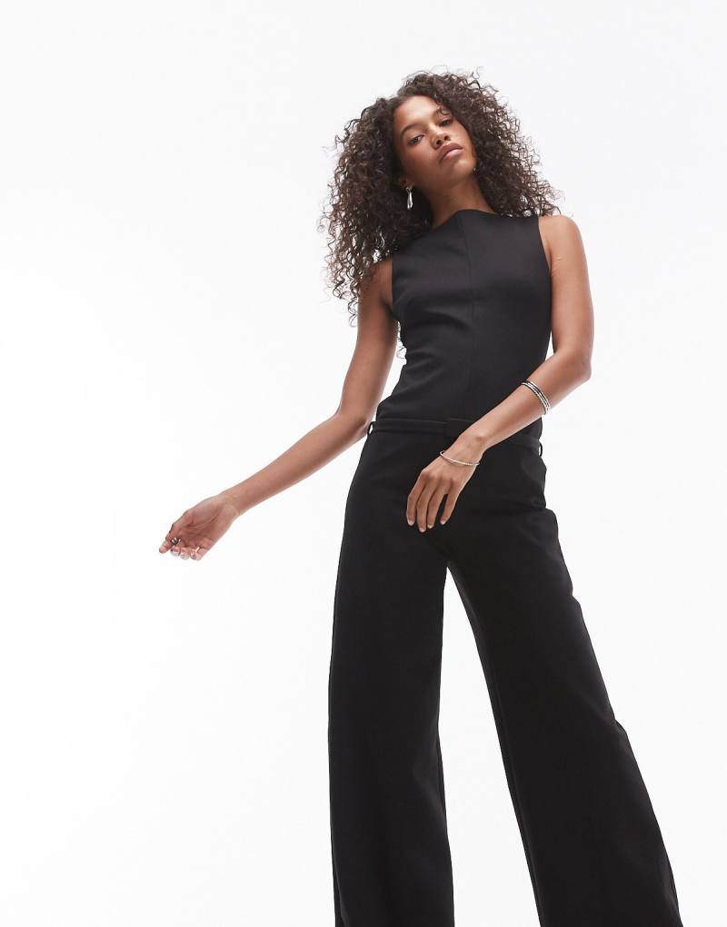 Mango stretch sleeveless jumpsuit in black MANGO