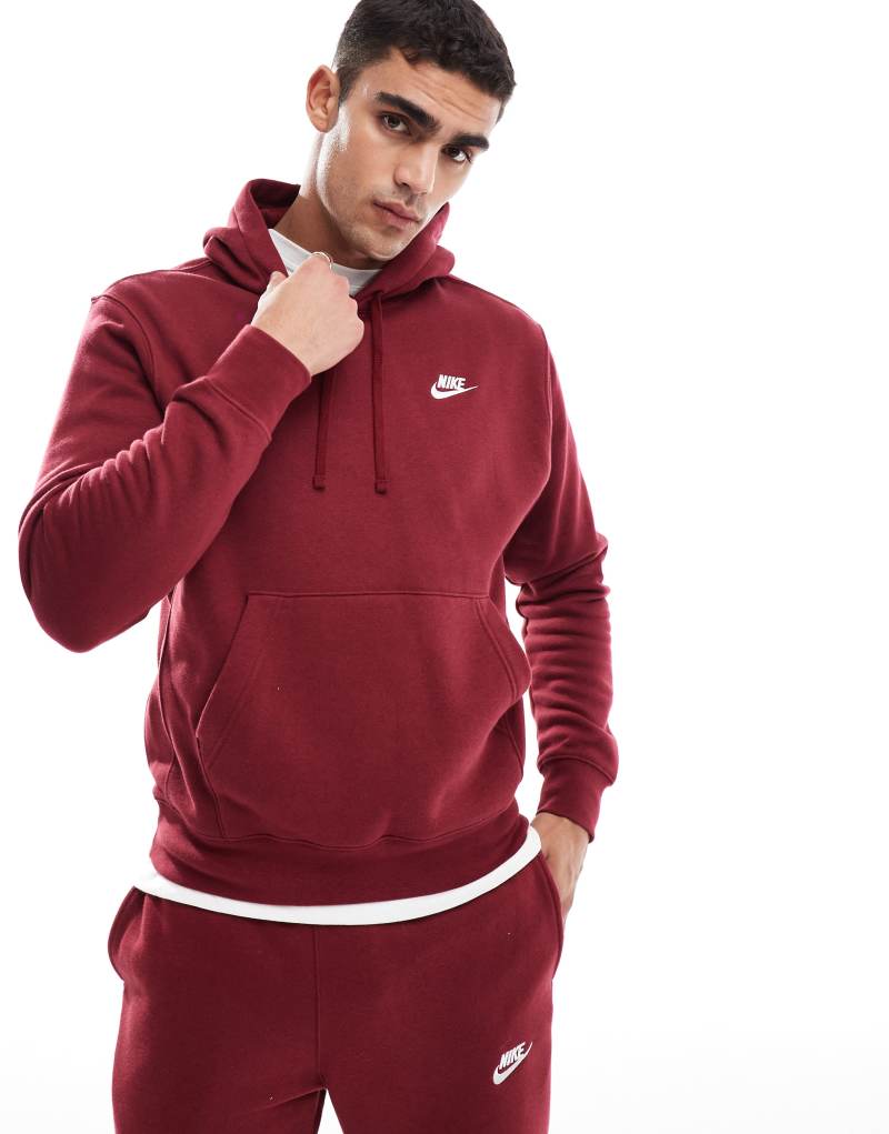 Nike Club Hoodie In Red Nike