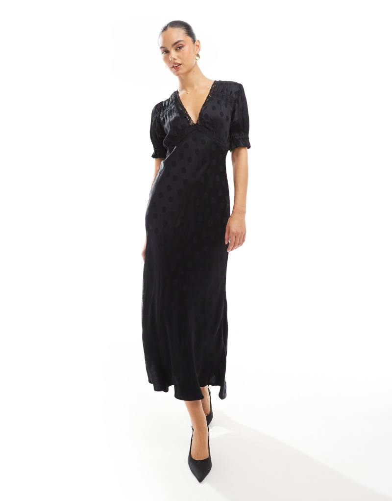 Nobody's Child Angela satin maxi dress with lace detail in black Nobody's Child