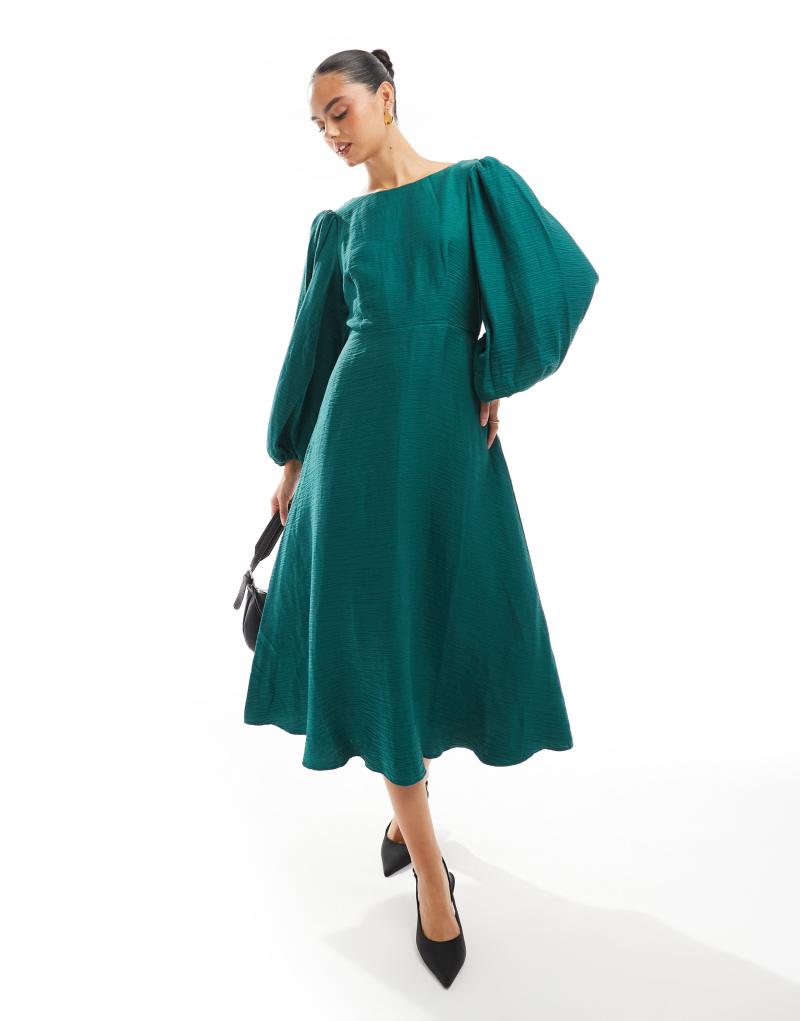 Nobody's Child Zola midi dress in emerald green Nobody's Child