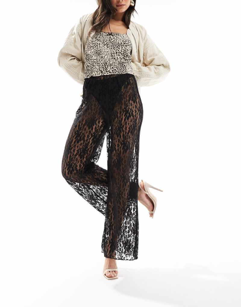 ONLY wide leg lace pants in black ONLY