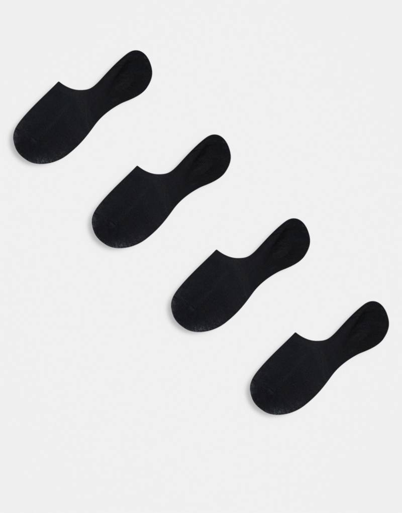 Pieces 4 pack footsie invisible socks in black Pieces