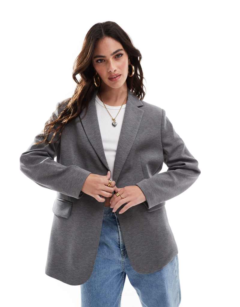 Stradivarius jersey blazer in dark gray Stradivarius