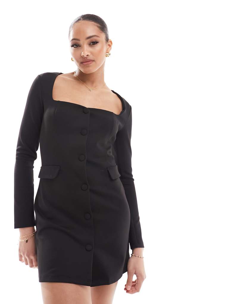 Stradivarius tailored mini dress in black  Stradivarius