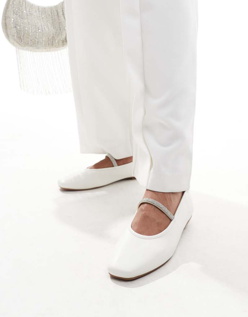 SEQWL buckle strap ballet flats in ivory SEQWL