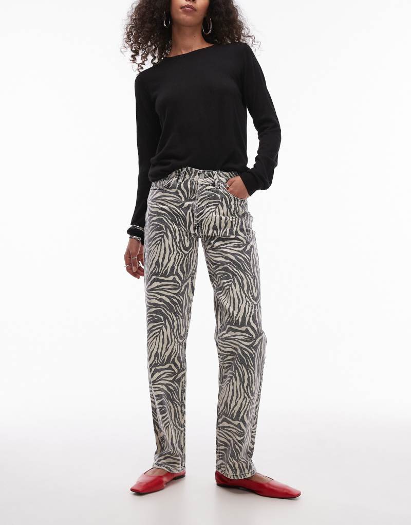 Topshop zebra straight leg pants TOPSHOP