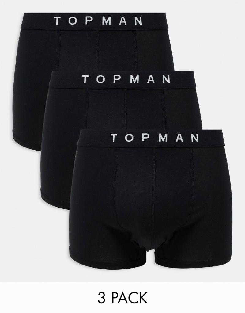 Мужские Боксеры TOPMAN 3 штуки черные с черной резинкой TOPMAN