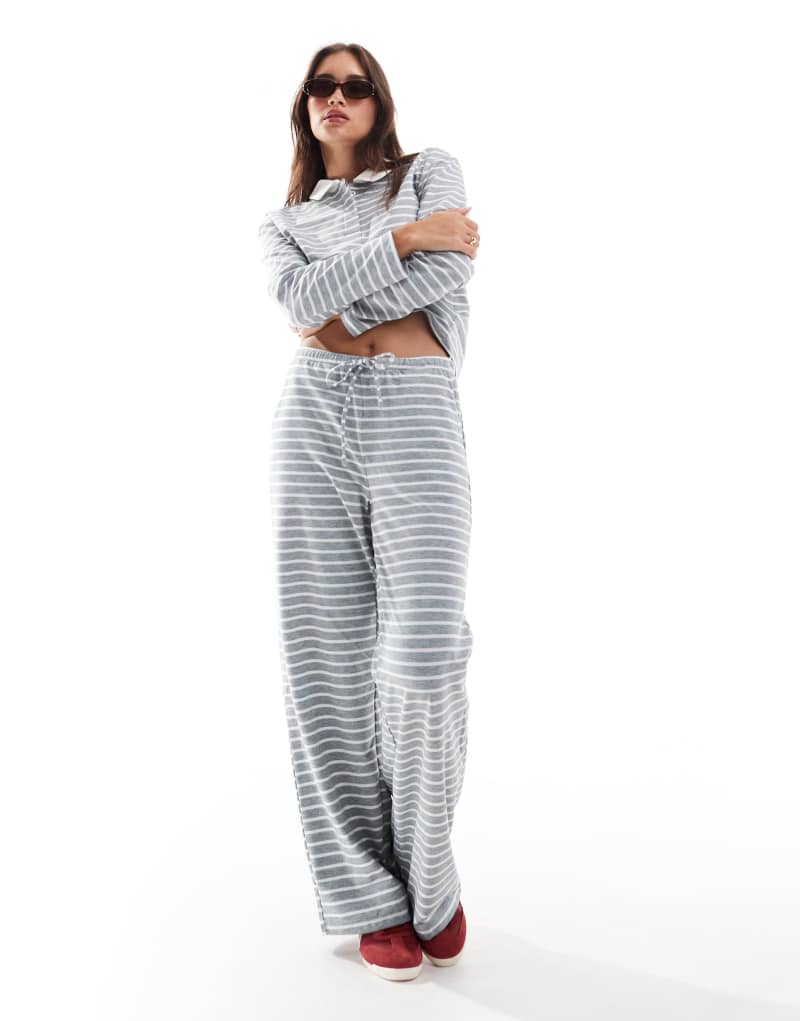 Vero Moda wide leg jersey pants in gray stripe - part of a set VERO MODA