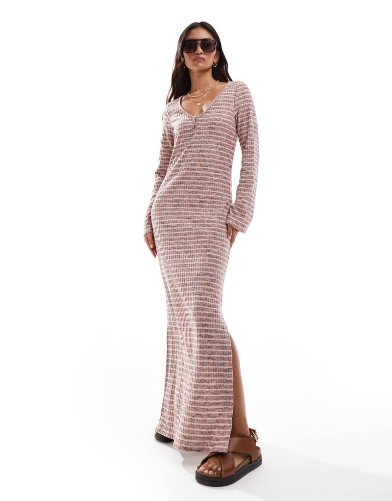 Vero Moda supersoft ribbed maxi dress in spacedye stripe VERO MODA