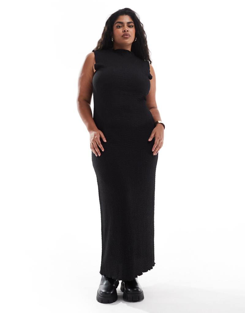 Vero Moda Curve sleeveless textured maxi dress in black VERO MODA