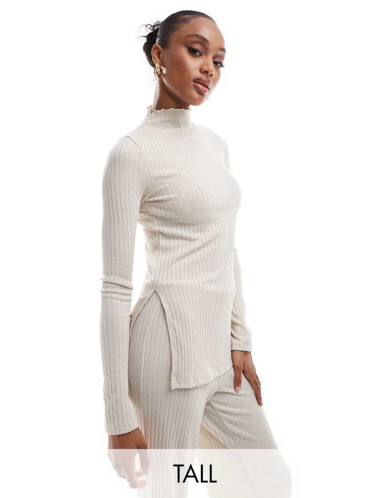 Vero Moda Tall ribbed jersey longline top in stone - part of a set VERO MODA