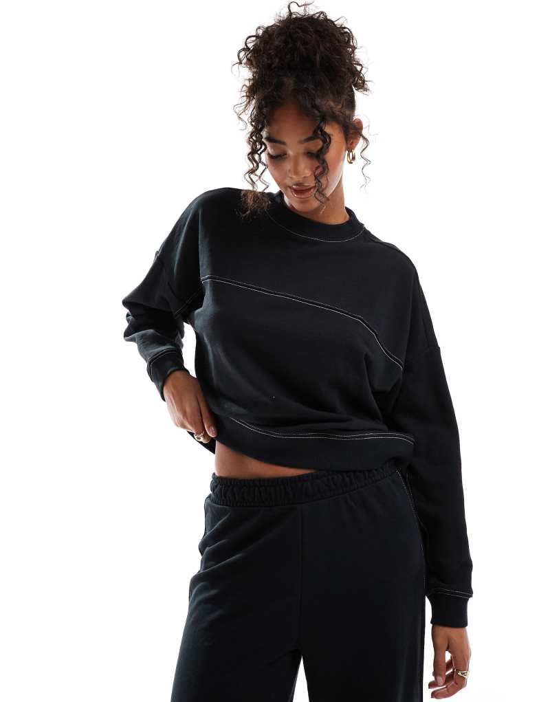 Vero Moda boxy sweatshirt with contrast stitching in black - part of a set VERO MODA