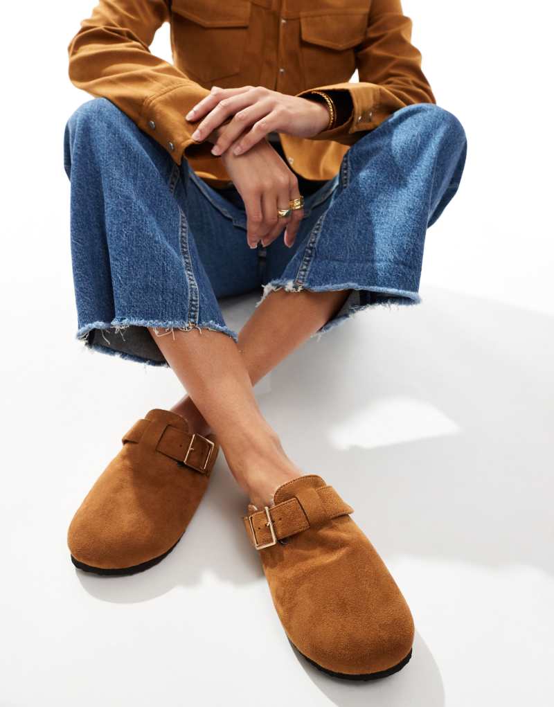 Yours fur lined clogs in chestnut  Yours