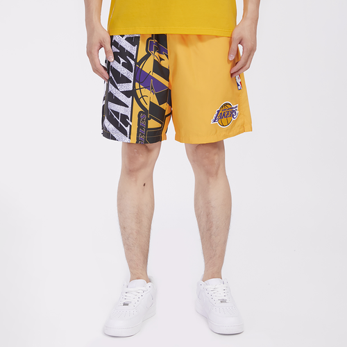 Pro Standard Lakers Split Mash Up Logo Woven Shorts Pro Standard