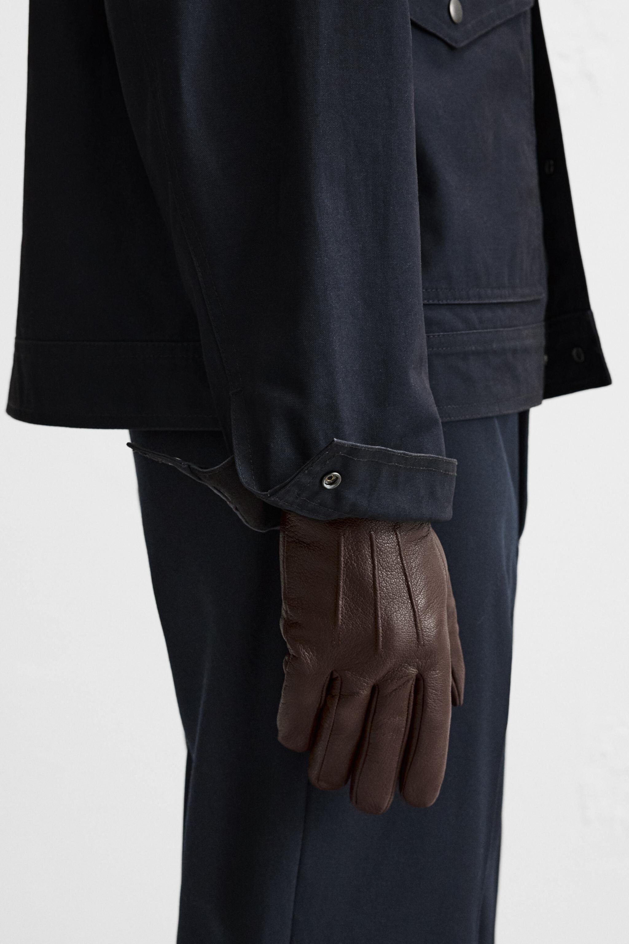 Зимние перчатки ZARA BASIC LEATHER GLOVES ZARA