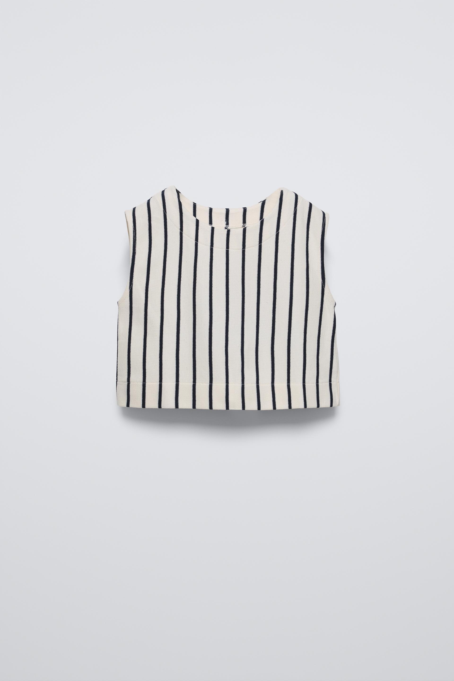 BOW TRIM STRIPED TOP ZARA