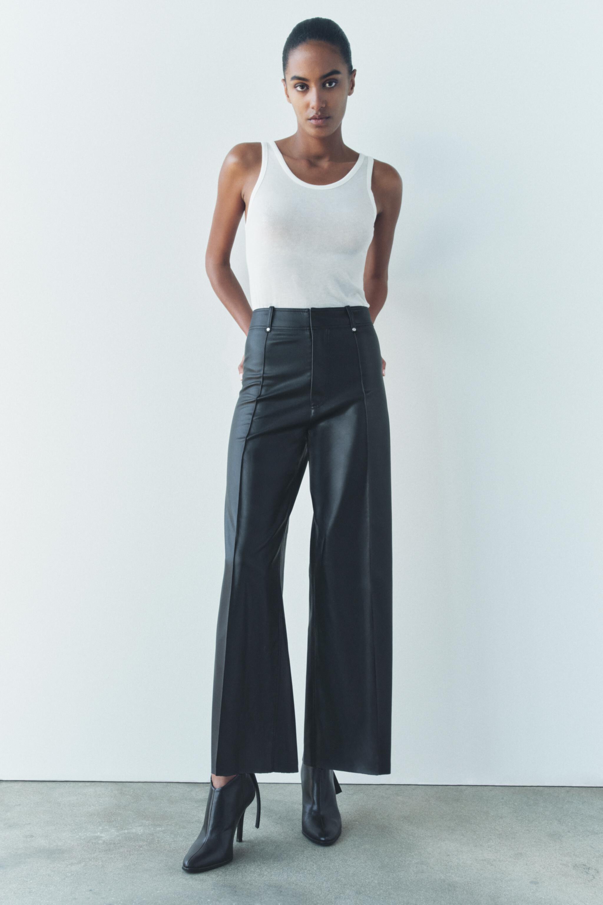 FAUX LEATHER WIDE LEG PANTS ZW COLLECTION ZARA