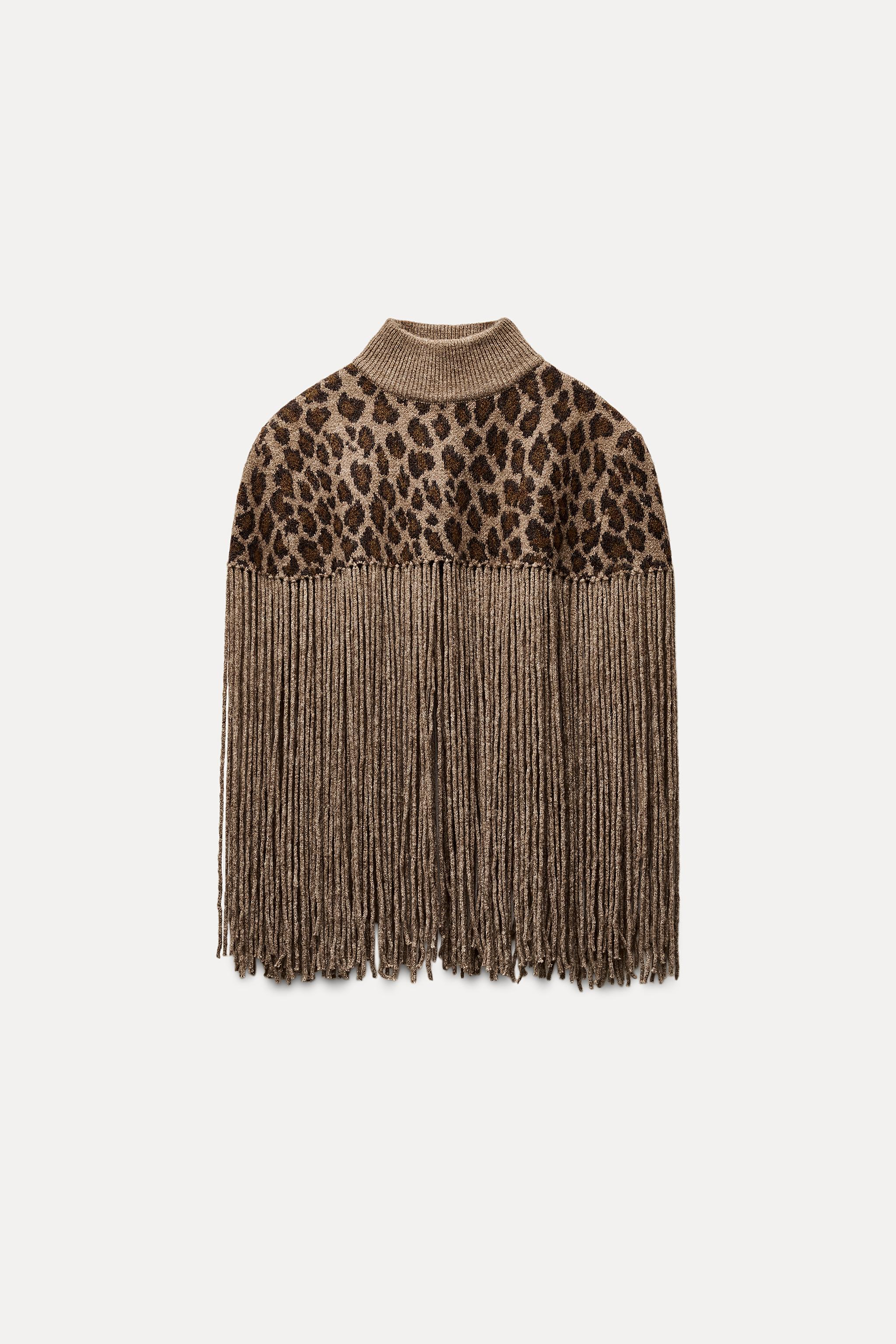 Женская Накидка ZARA FRINGED ANIMAL PRINT ZARA