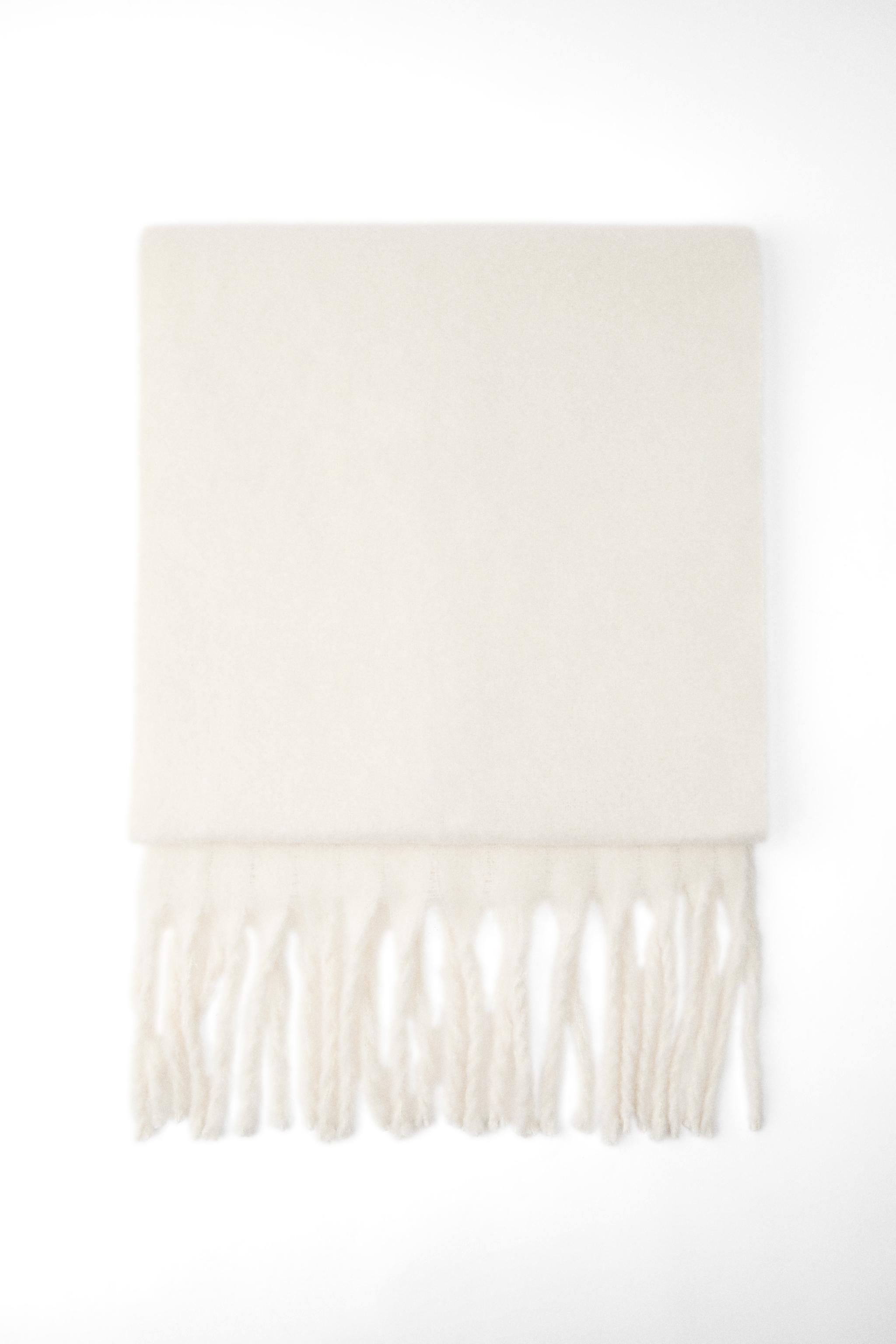 FRINGED WIDE SCARF ZARA