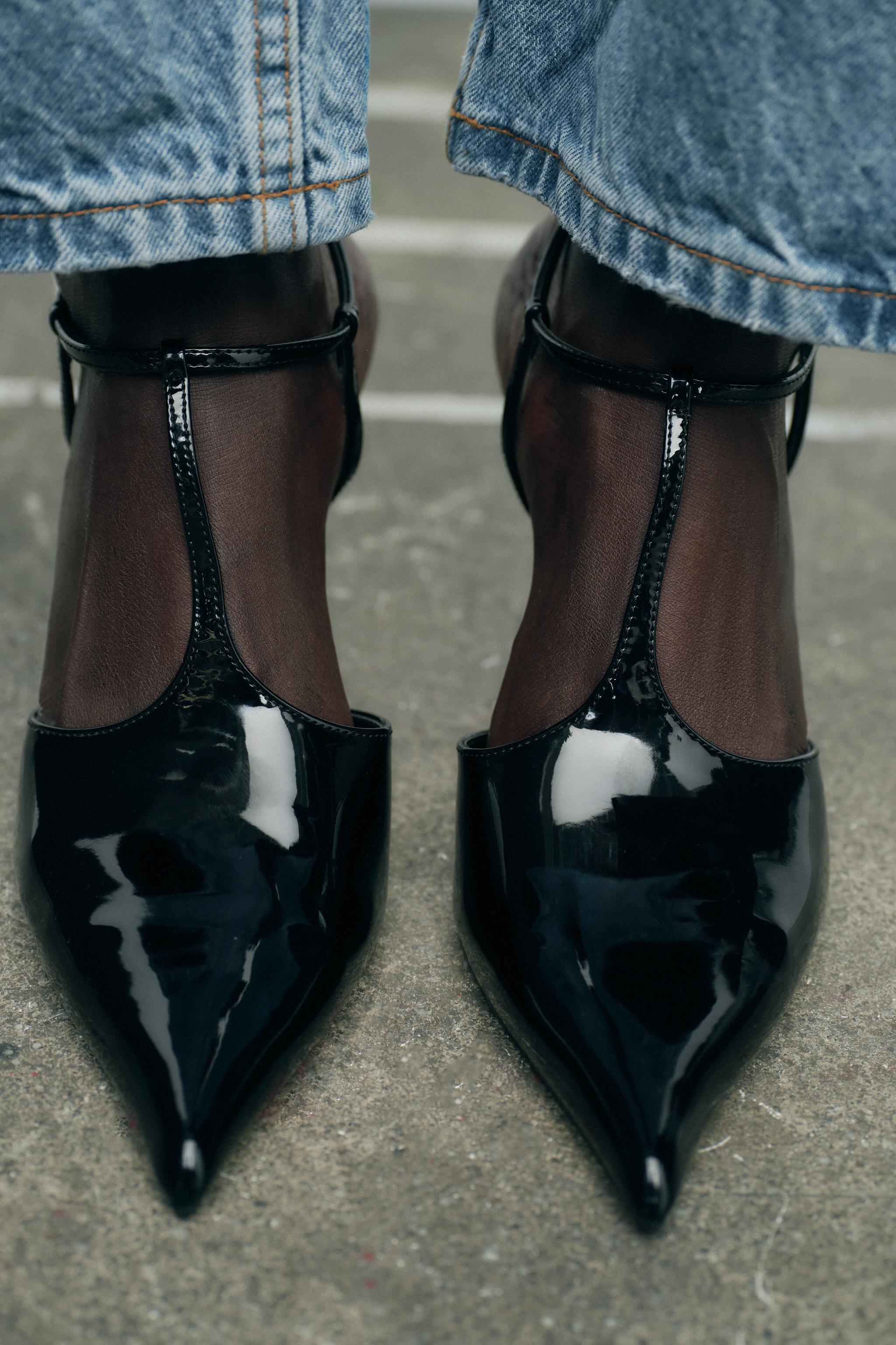 Женские Лодочки ZARA HEELED FAUX PATENT LEATHER ZARA