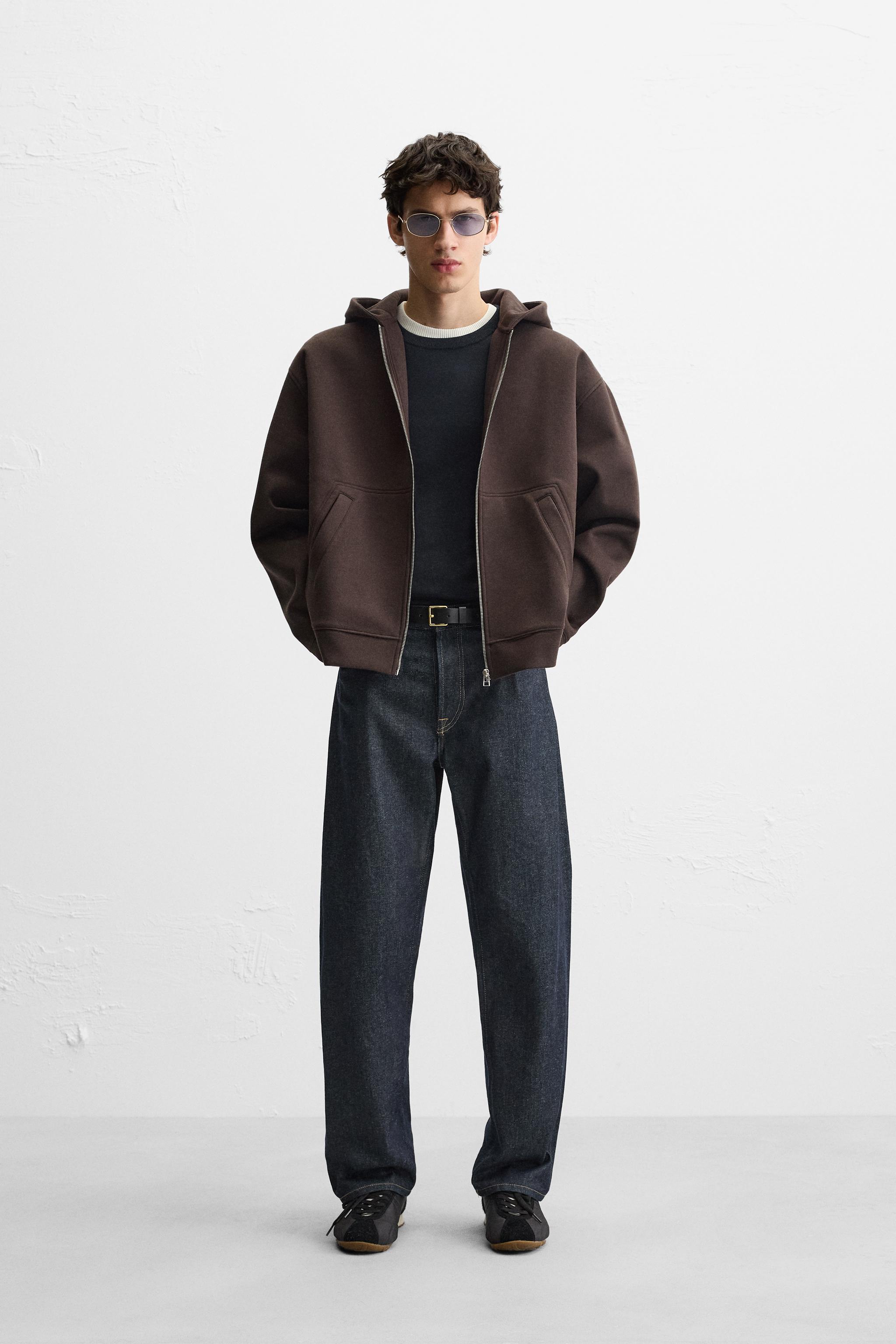 Мужская Толстовка ZARA HOODED SWEATSHIRT WITH ZIP ZARA