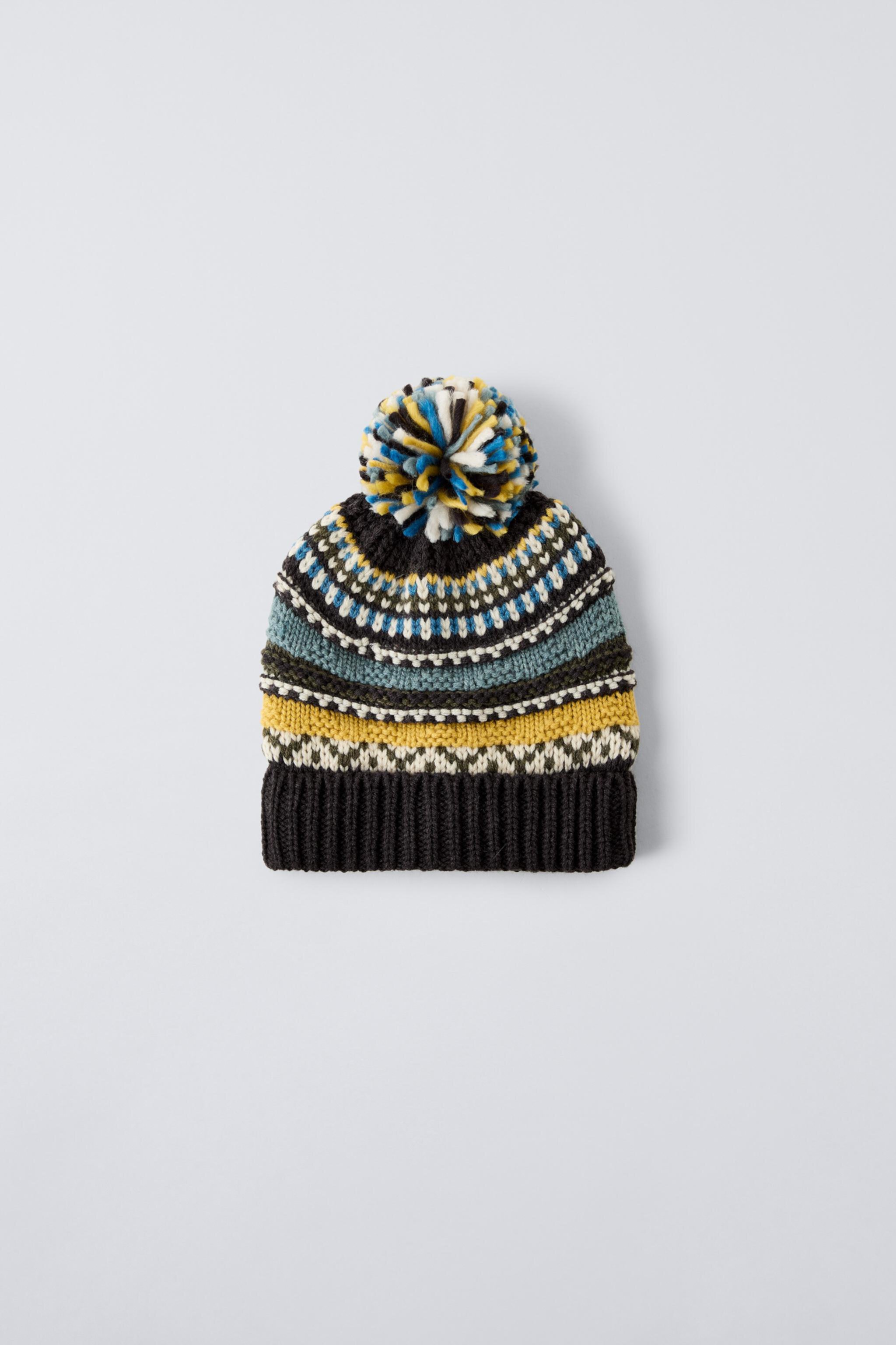 Бейсболка ZARA JACQUARD CAP WITH POMPOM ZARA