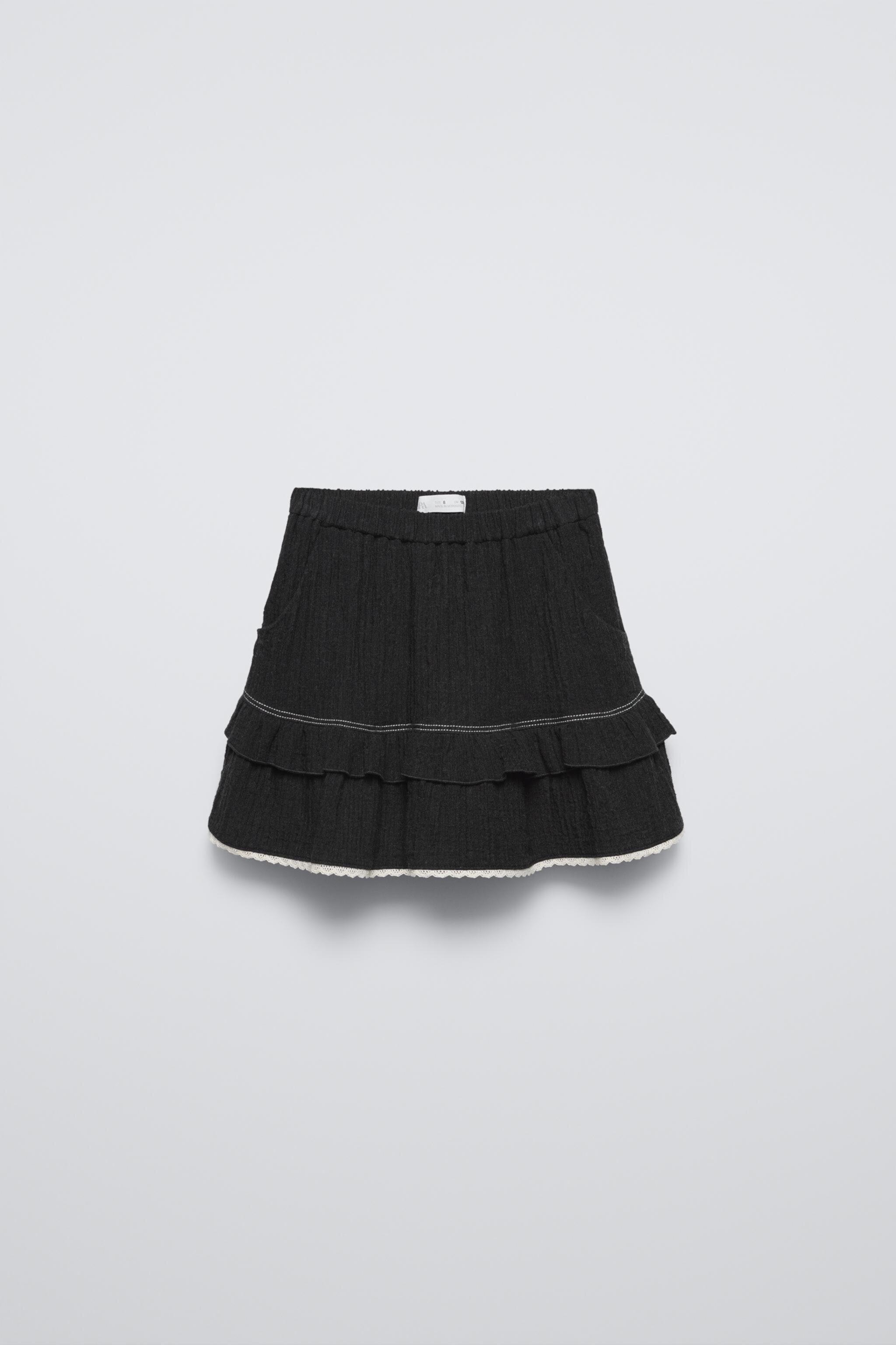 LACE TRIM RUFFLED SKORT ZARA