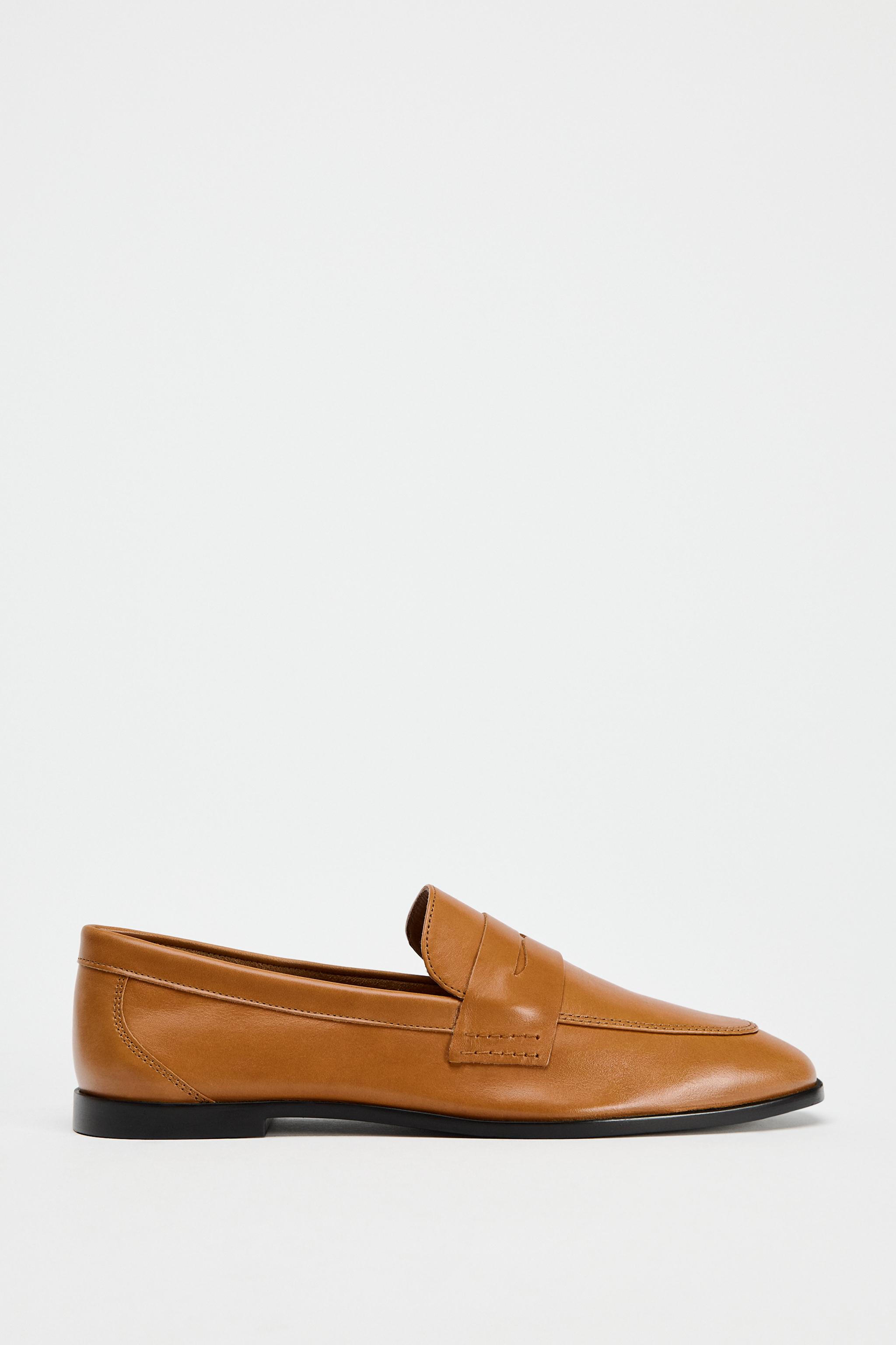 Женские Лоферы ZARA LEATHER PENNY LOAFERS ZARA