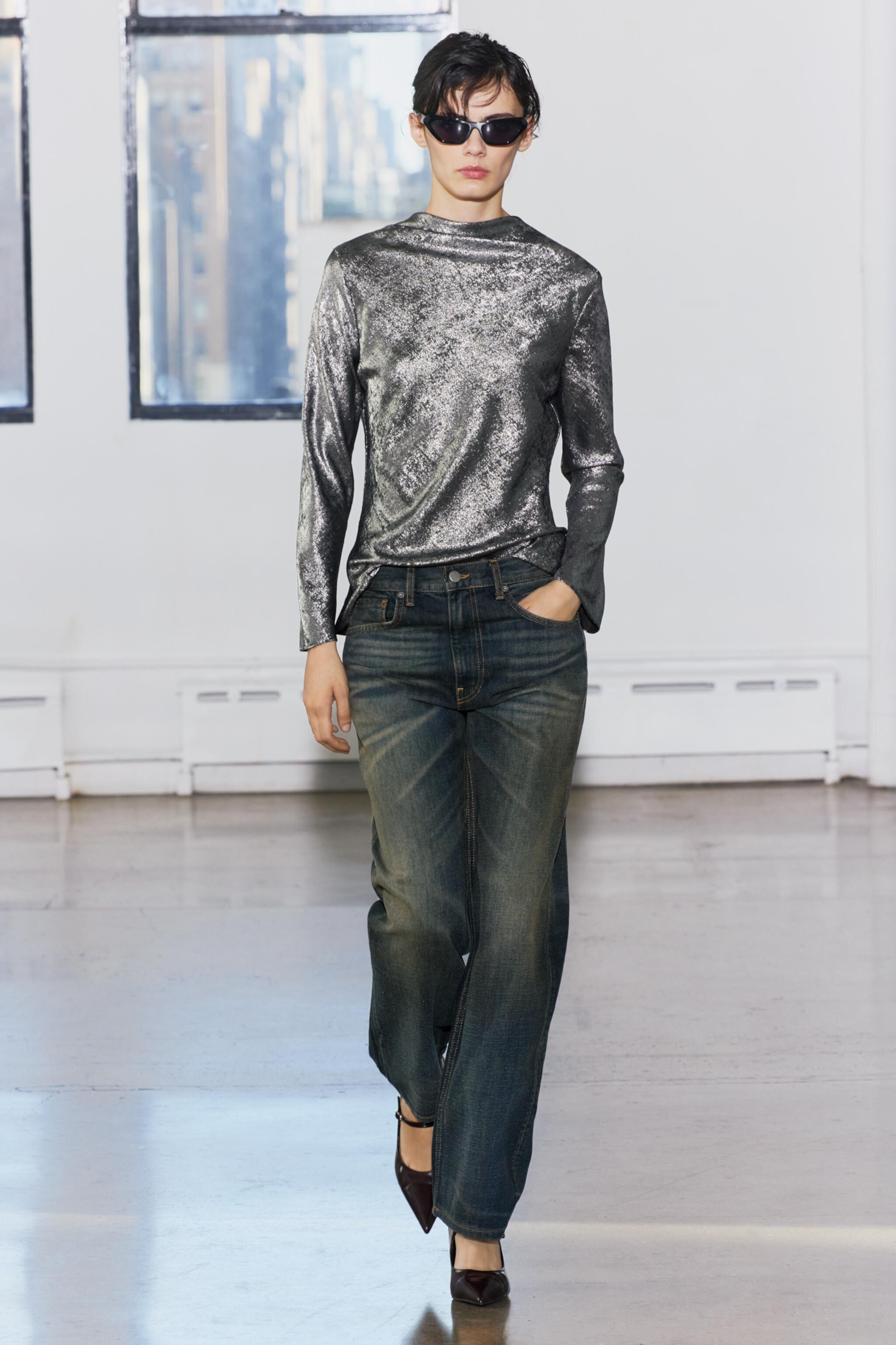 METALLIC TOP ZW COLLECTION Zara