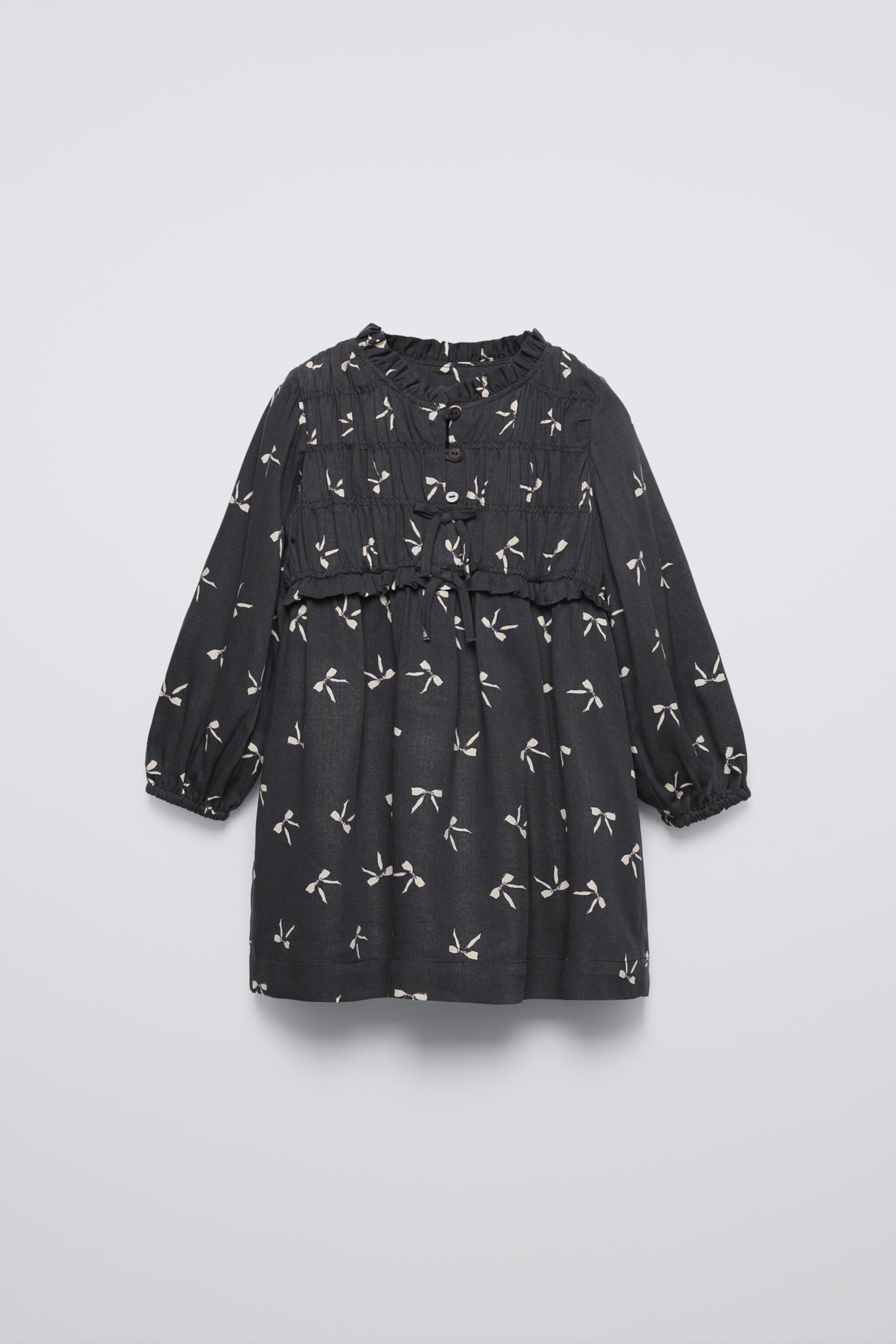 PRINTED DRESS WITH BOWS ZARA