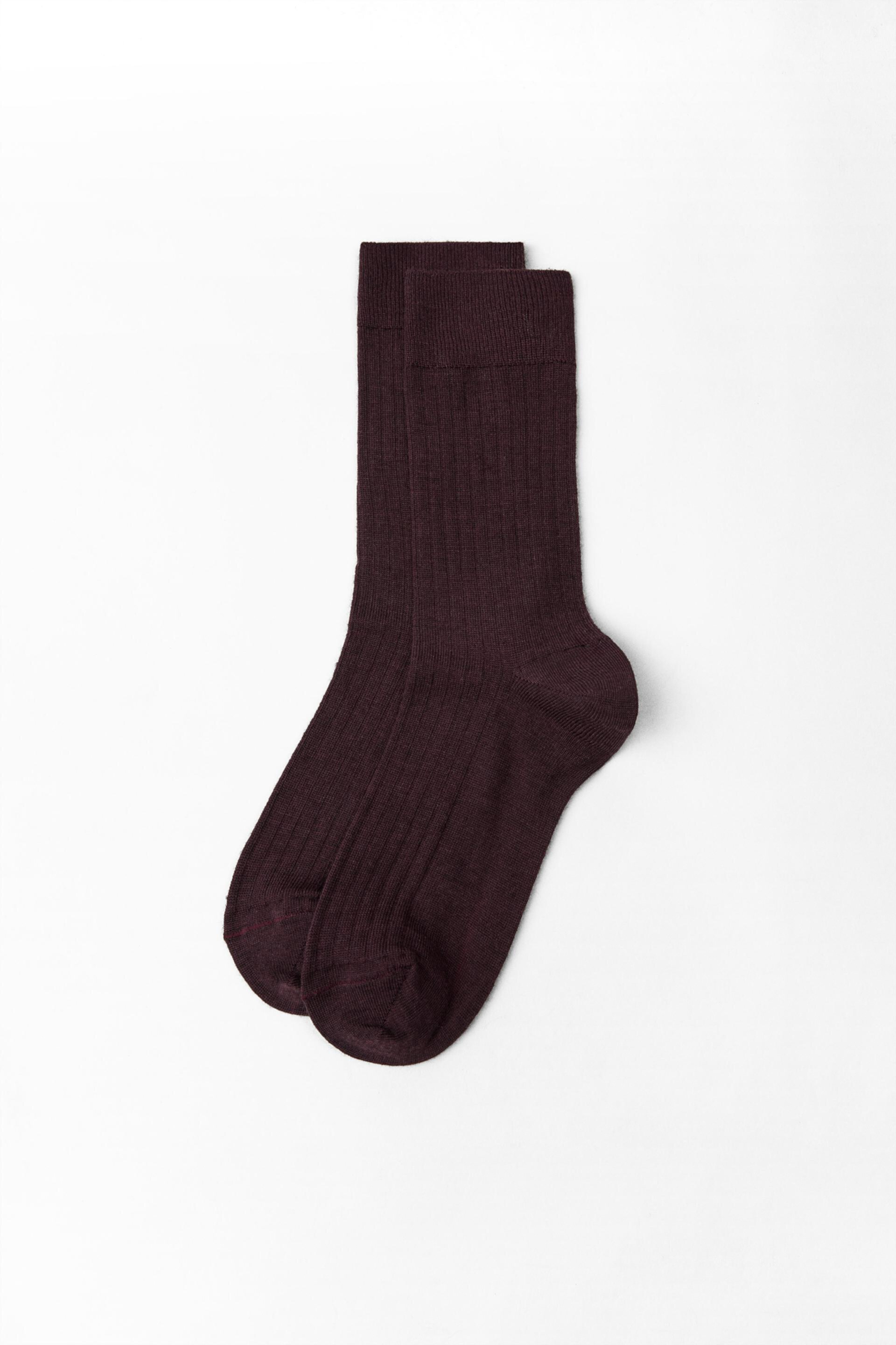 RIBBED WOOL BLEND SOCKS ZARA