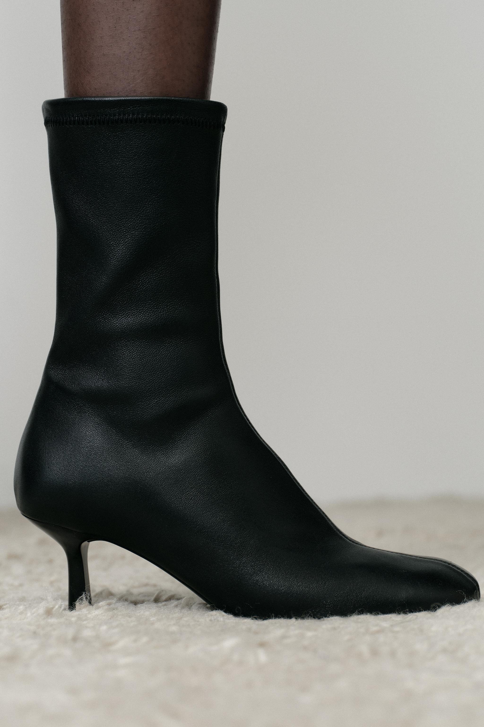 Женские Ботильоны на каблуке Zara SOFT LEATHER ANKLE BOOT ZARA