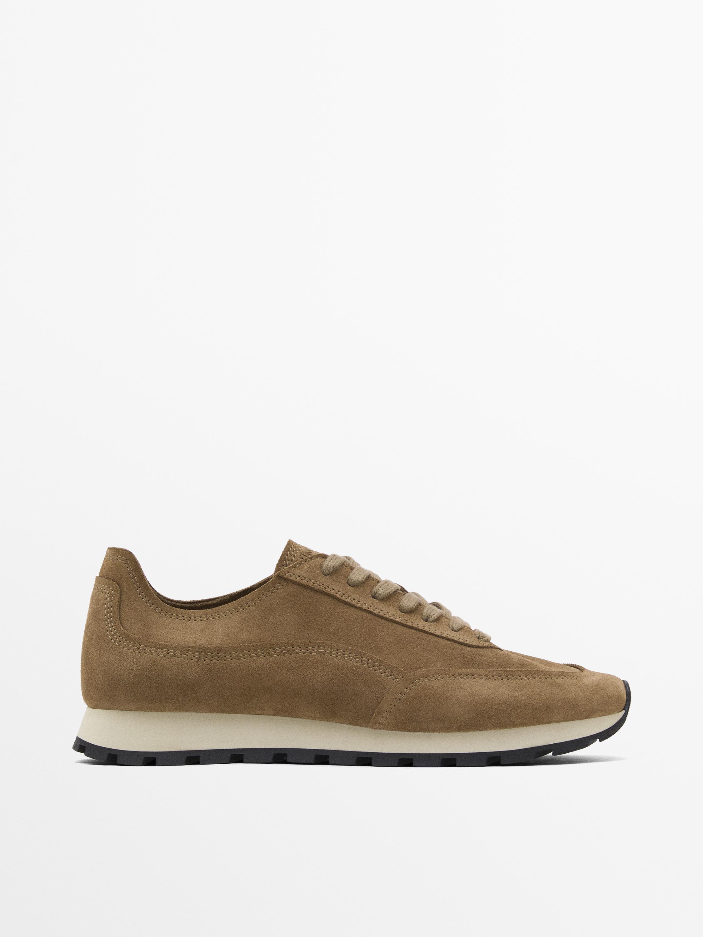 Soft split suede trainers Massimo Dutti