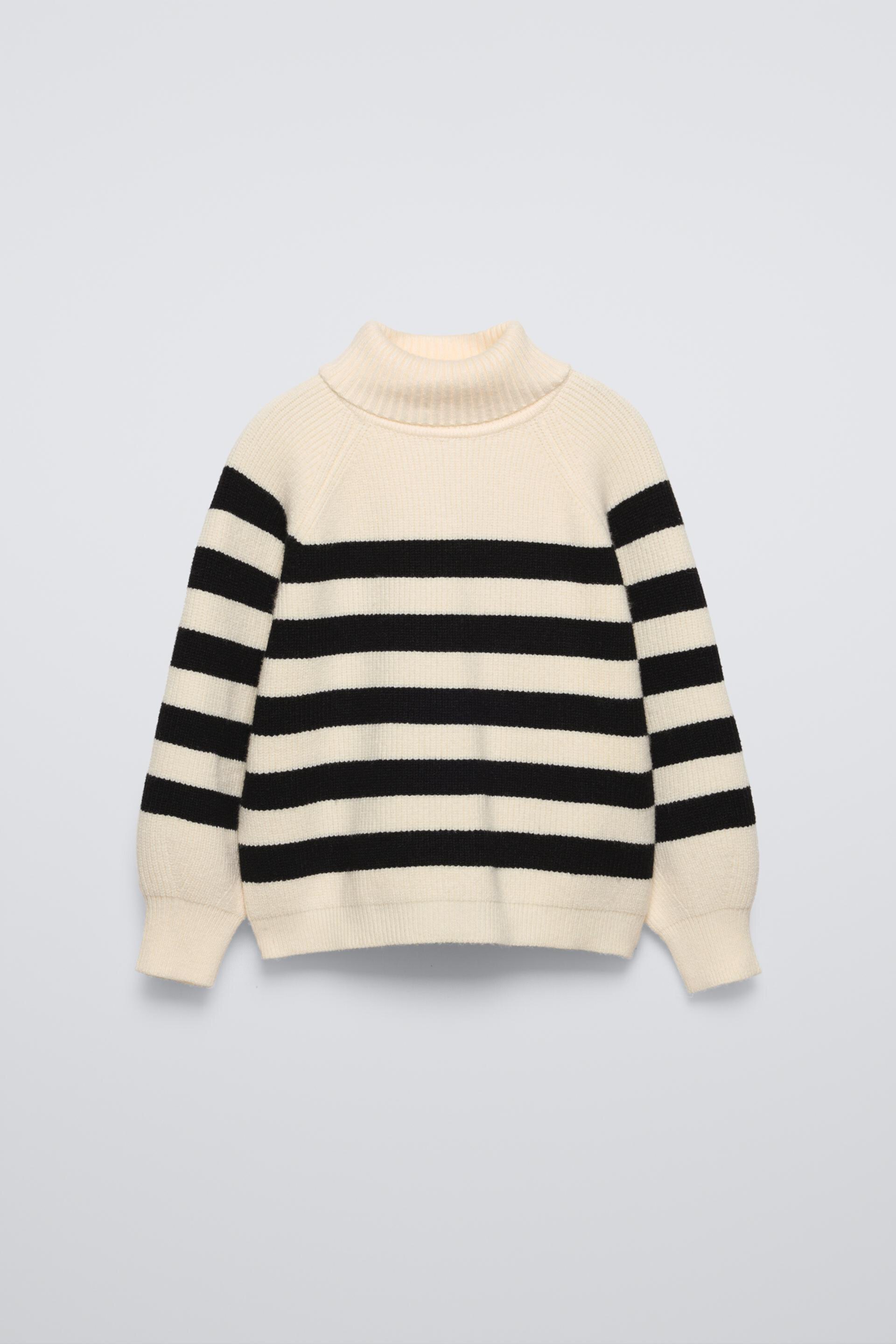 STRIPED KNIT SWEATER WITH TURNED-DOWN COLLAR ZARA