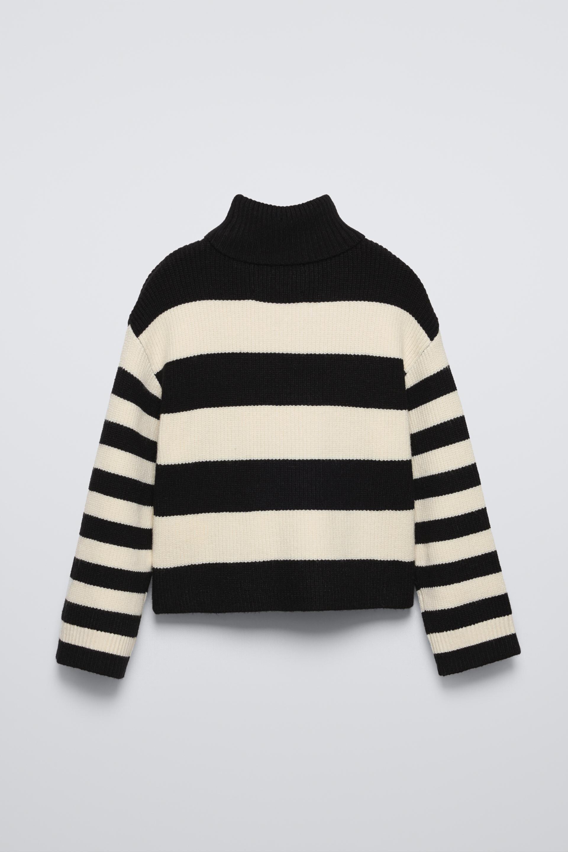 STRIPED KNIT SWEATER WITH TURNED-DOWN COLLAR ZARA