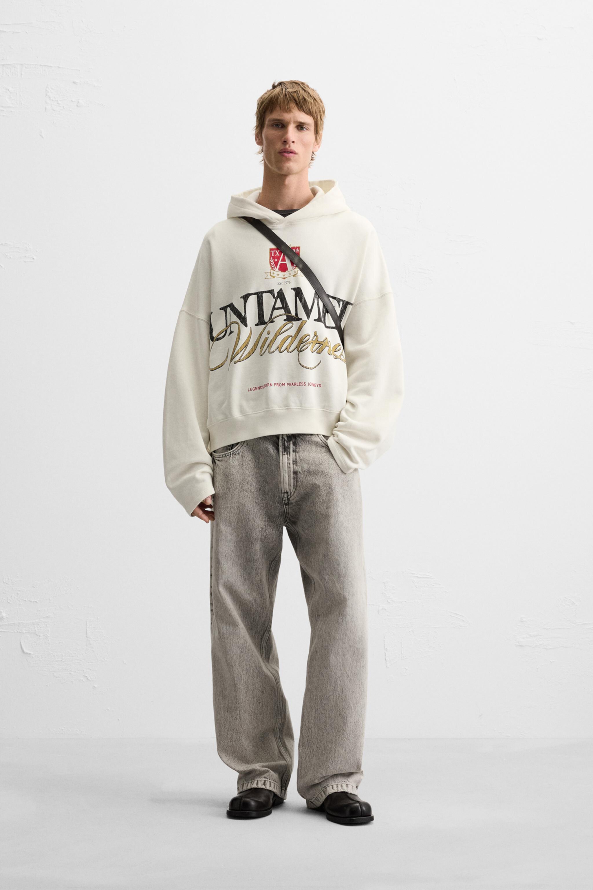  Толстовка ZARA TEXT PRINT SWEATSHIRT ZARA