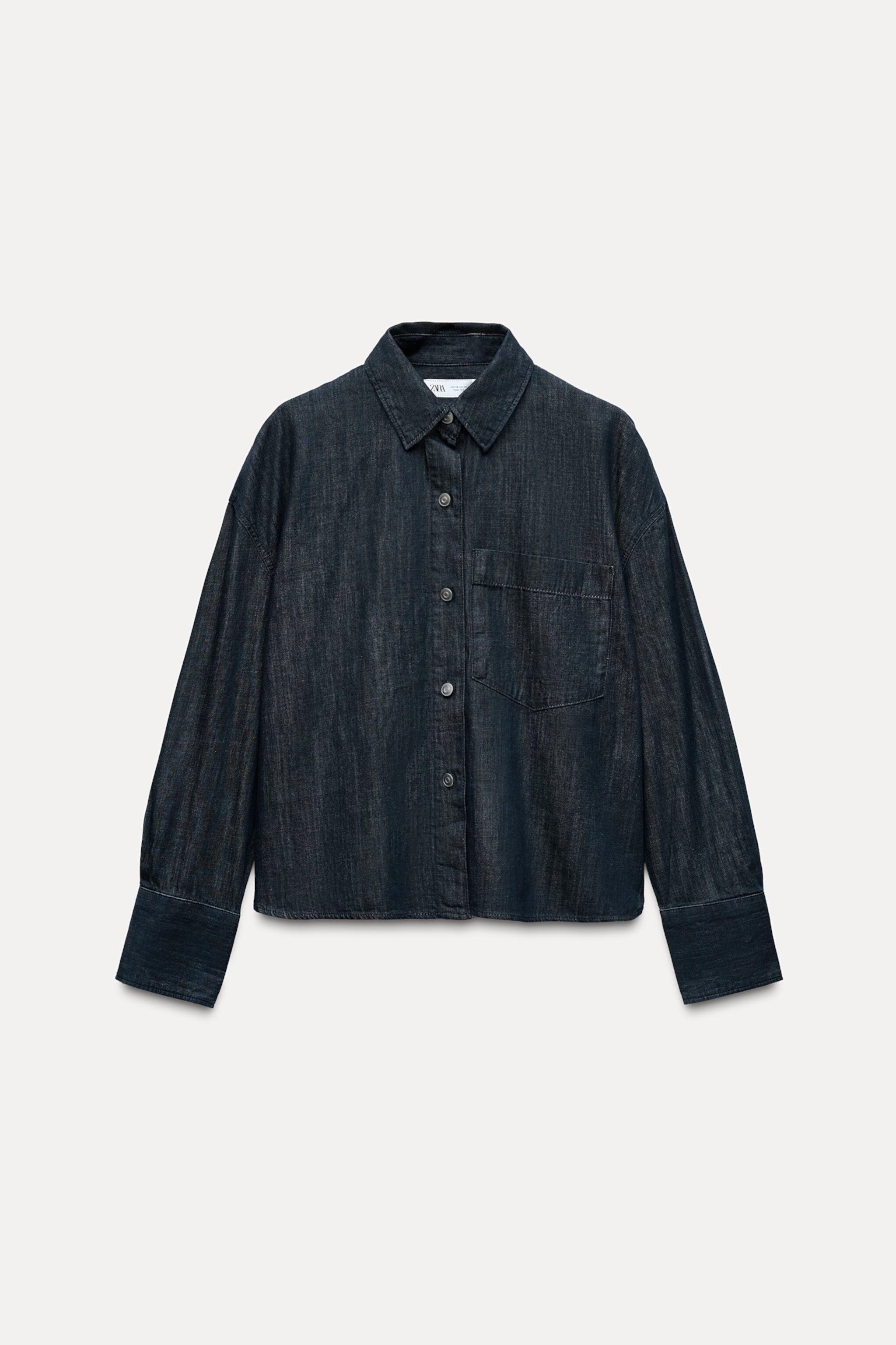 Женская Повседневная рубашка ZARA TRF DENIM SHIRT WITH POCKETS ZARA