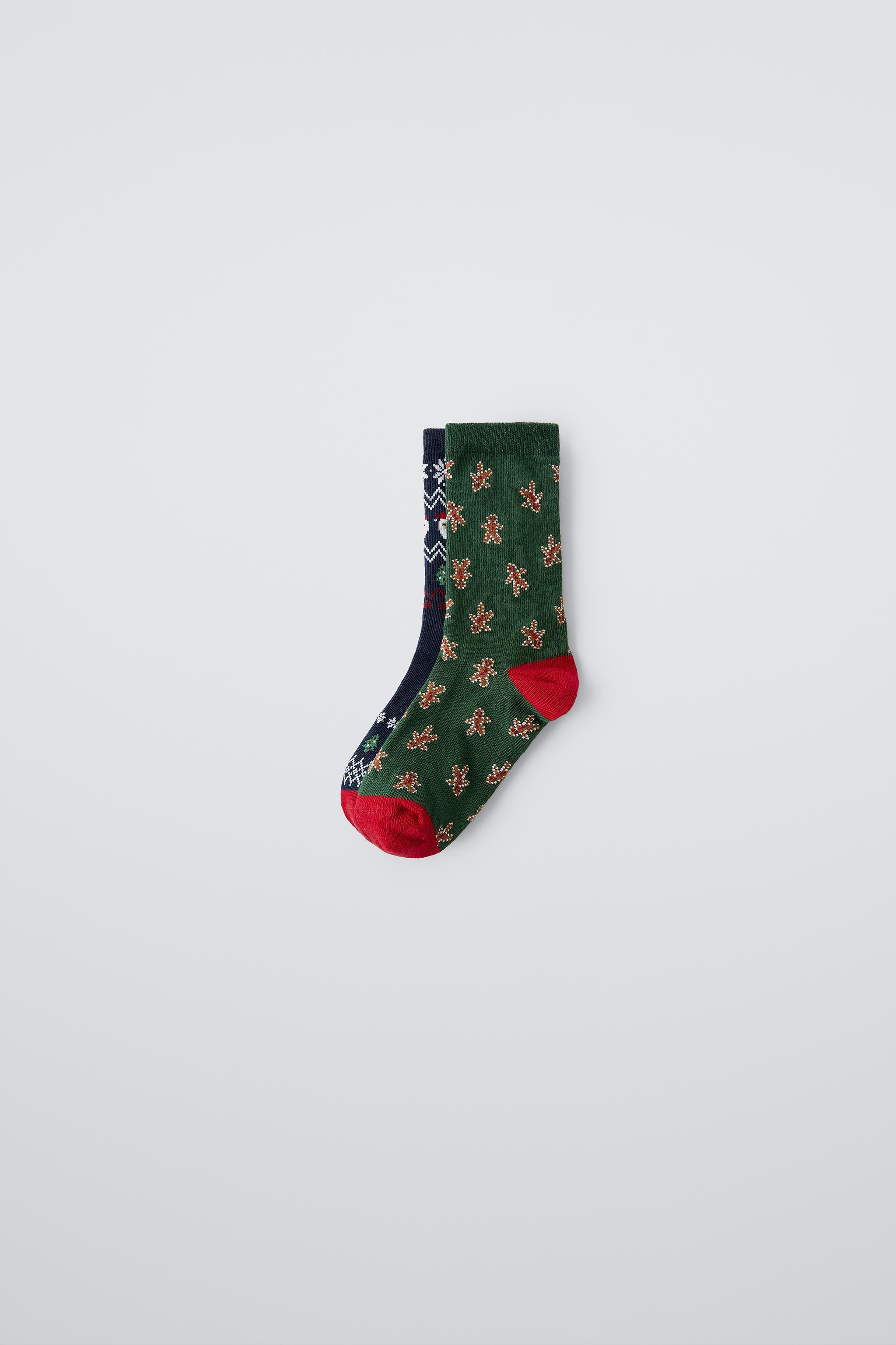 TWO-PACK OF GINGERBREAD MEN AND GREEK FRET PRINTED SOCKS ZARA