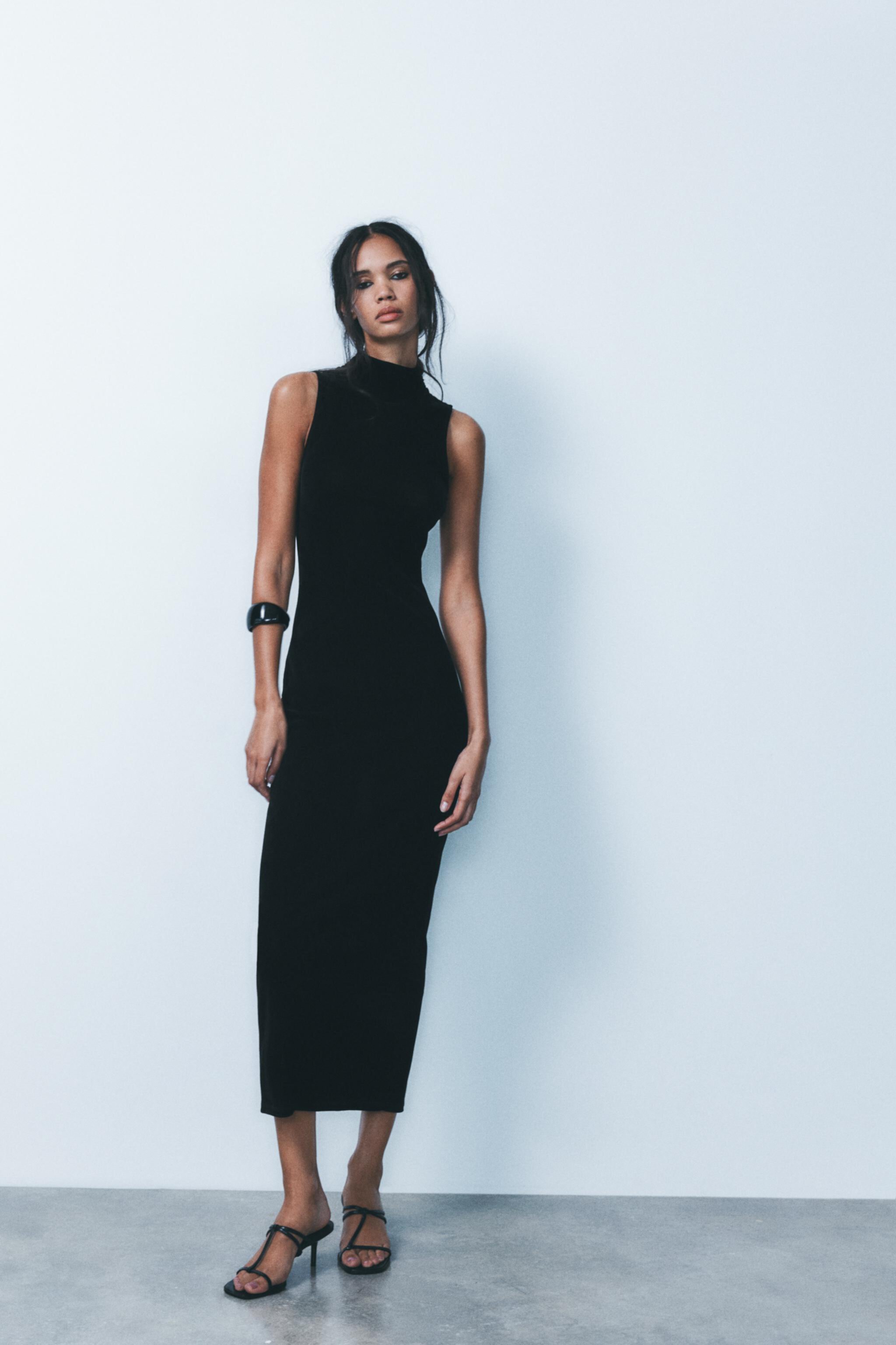 VELVET HALTER NECK DRESS ZARA