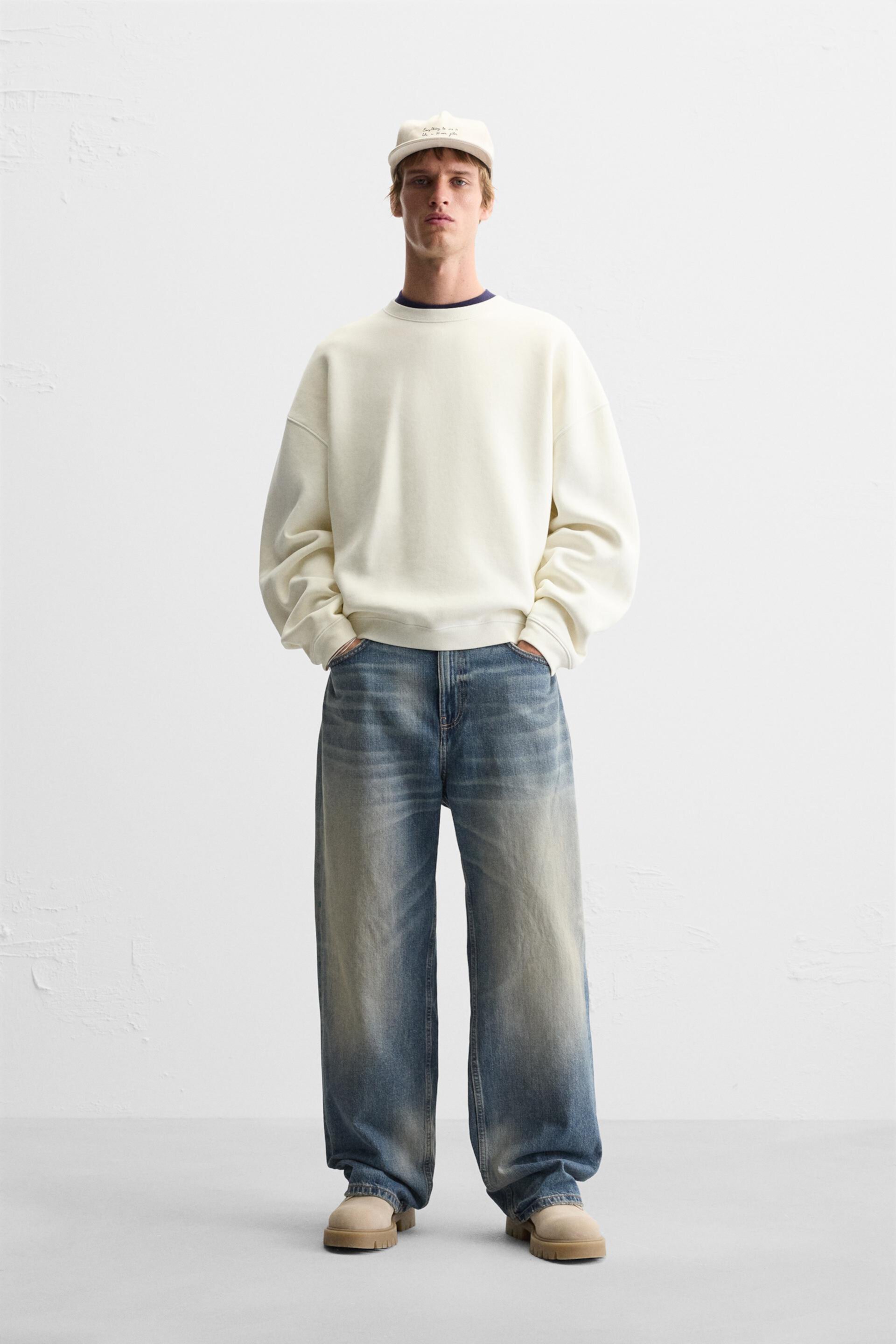 Мужская Толстовка Zara WASHED CREW NECK ZARA