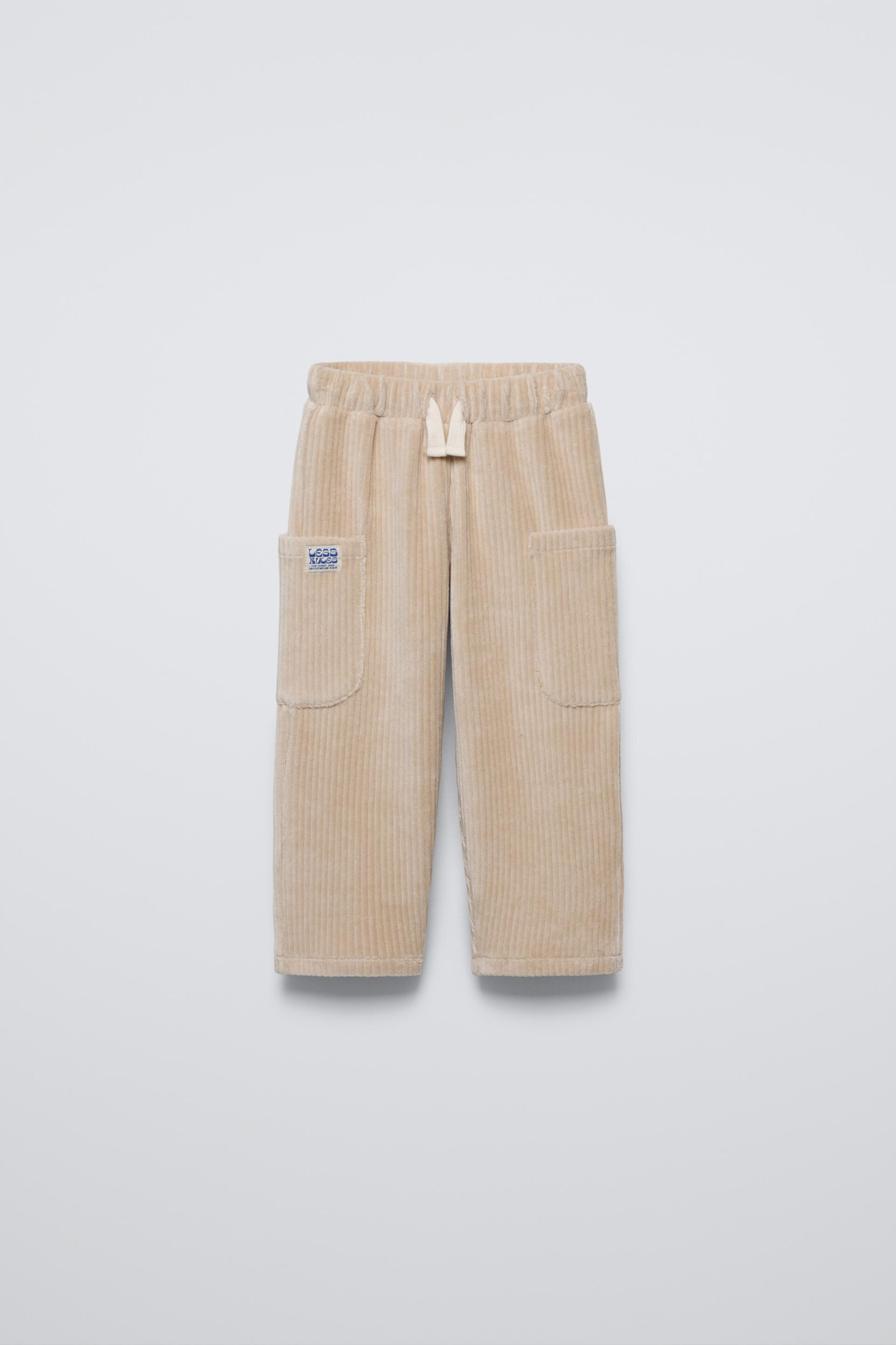 WIDE WALE CORDUROY LABEL PANTS ZARA